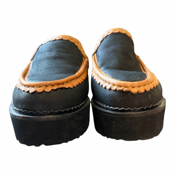 ANTHROPOLOGIE Seychelles Stand Tall Slip-On Flats Black Platform Mules Clogs 7 - Picture 6 of 13